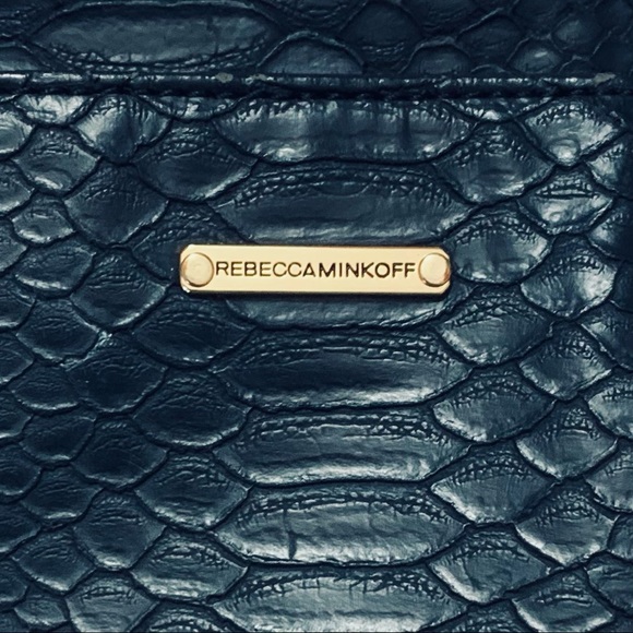 REBECCA MINKOFF Python Embossed Tote Bag, Navy - Picture 7 of 8